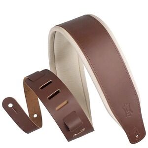 Levy's Leather Guitar Strap 3 Inch Wide Top Grain Leather Brown